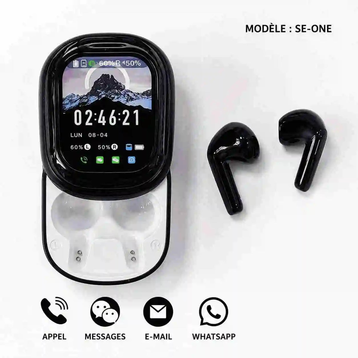 SE ONE – Écouteurs Bluetooth Écran Tactile HD | Notifications & Musique sans sortir votre téléphone
